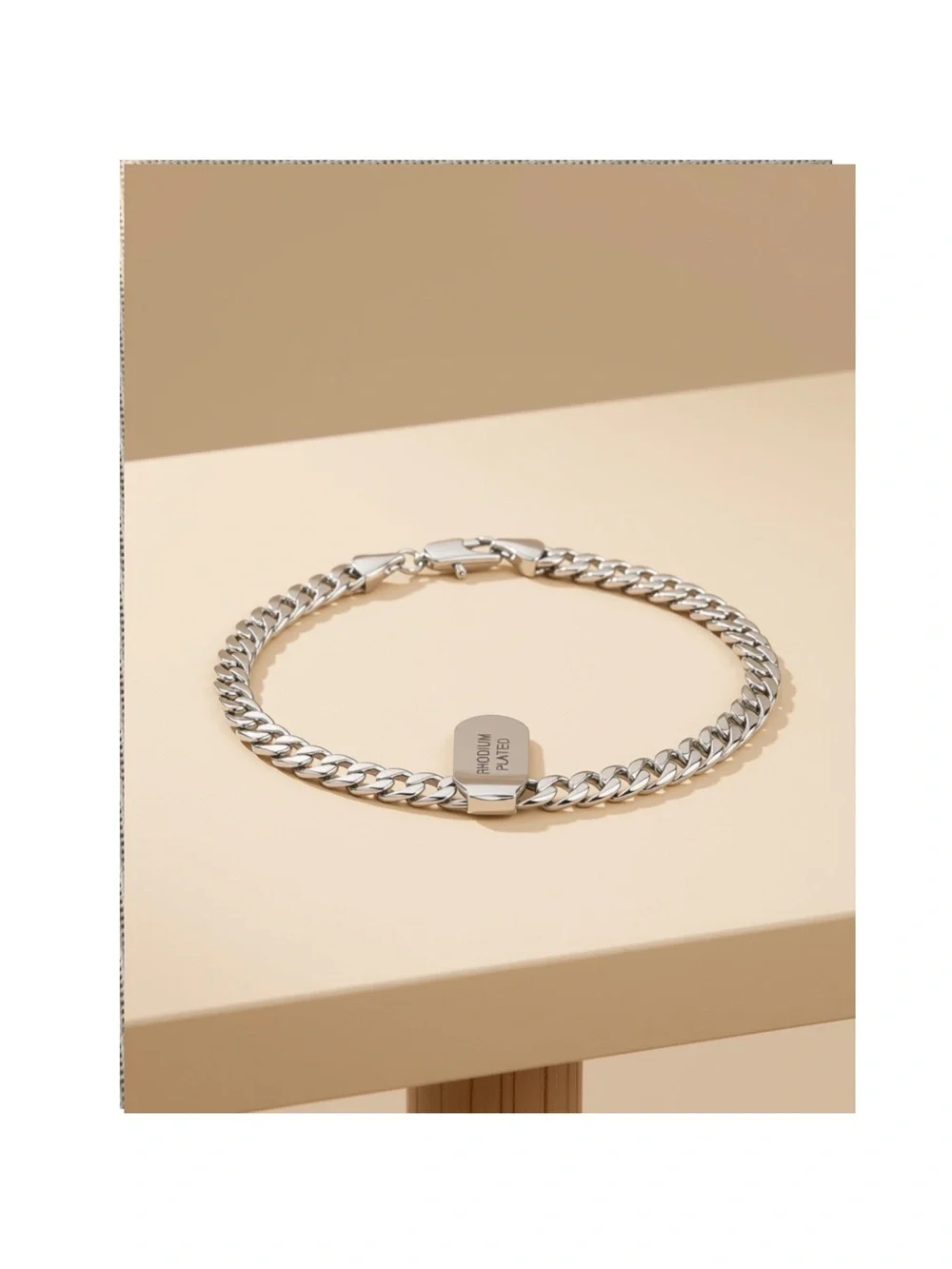 14k - RHODIUM PLATED / 7” Silver Women’s Curb Chain Bracelet
